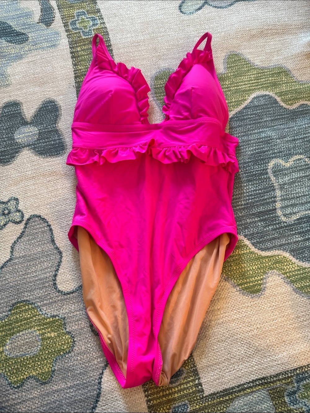 J Crew Ruffled One-Piece Swimsuit in Bright Pink